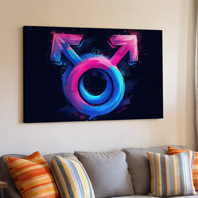 Canvas Create A Vibrant Digital Artwork Featuring A Bold Abstract Representation Wall Art Of Intertwined Gender Symbols Incorporating Canvas Wall Art