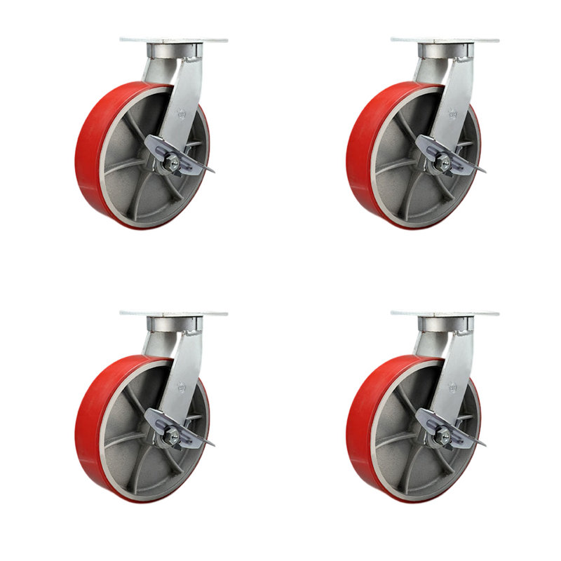 Ensemble de roulettes robustes en poly 4 pièces 4 pièces, Rouge