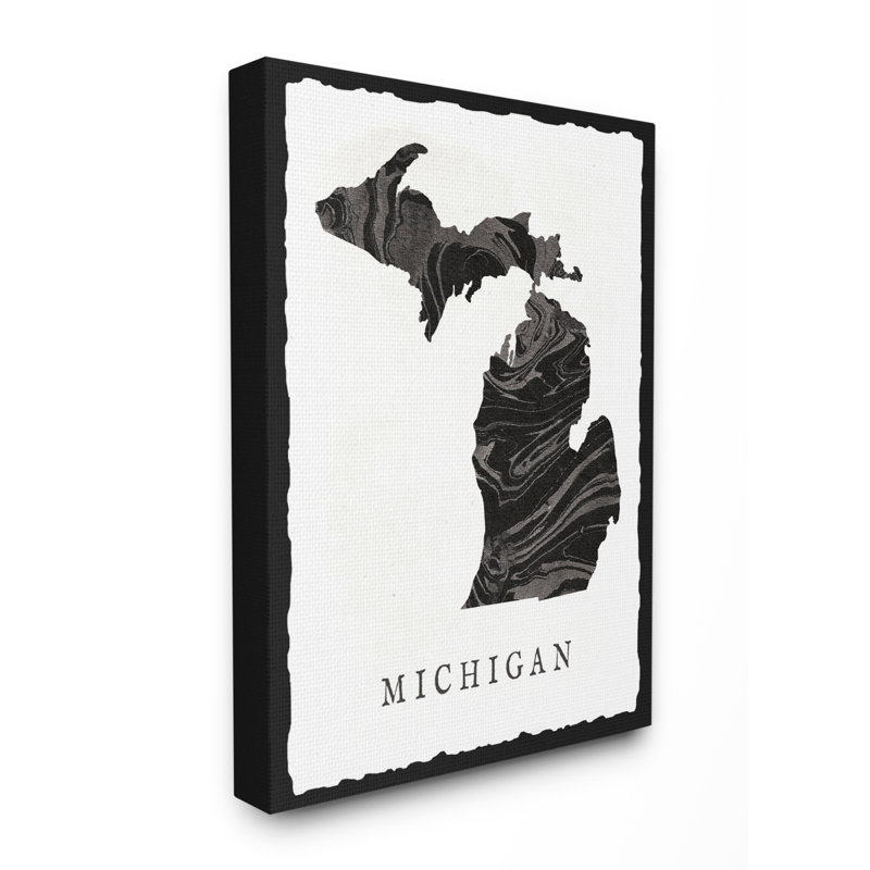 « marbleed paper michigan state silhouette », impression, Toile tendue, H 20 po x l 16 po x P 1,5 po