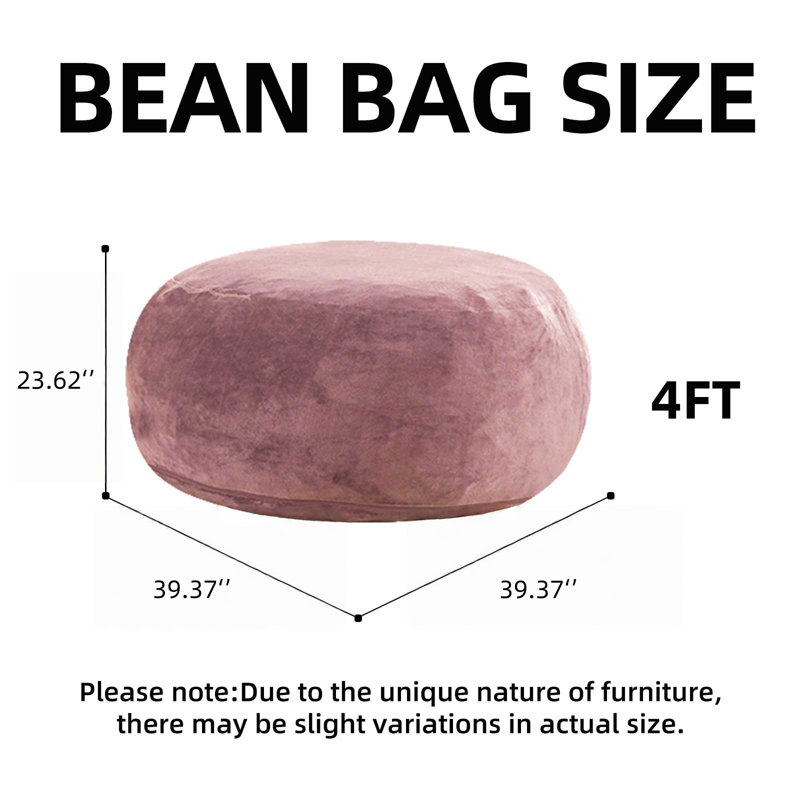 4FT Bean Bag Chair, Memory Foam Filling, Adult And Teen Bean Bag Chair, Soft Sofa With Removable Flannel Cover, Round Sofa For Living Room, Bedroom, College Dorm.