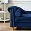 Méridienne en velours doux avec rangement en bleu marine - Design élégant et pieds dorés pour le salon Chambre / salon confortable et caché-1407193261