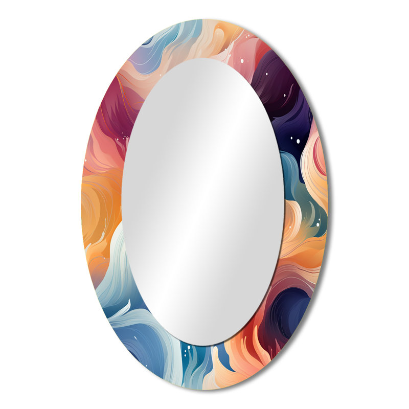 Miroir mural bleu et mauve, H 36 po x l 24 po