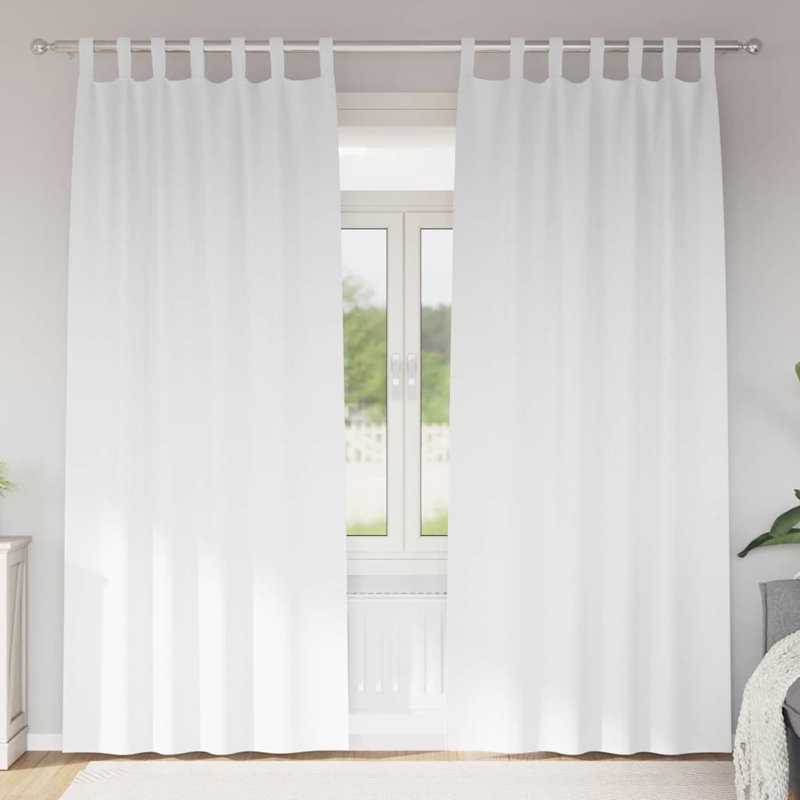Curtains With Curtains 2 Pcs Polyester, 225cm Width x 140cm Drop, Pure White
