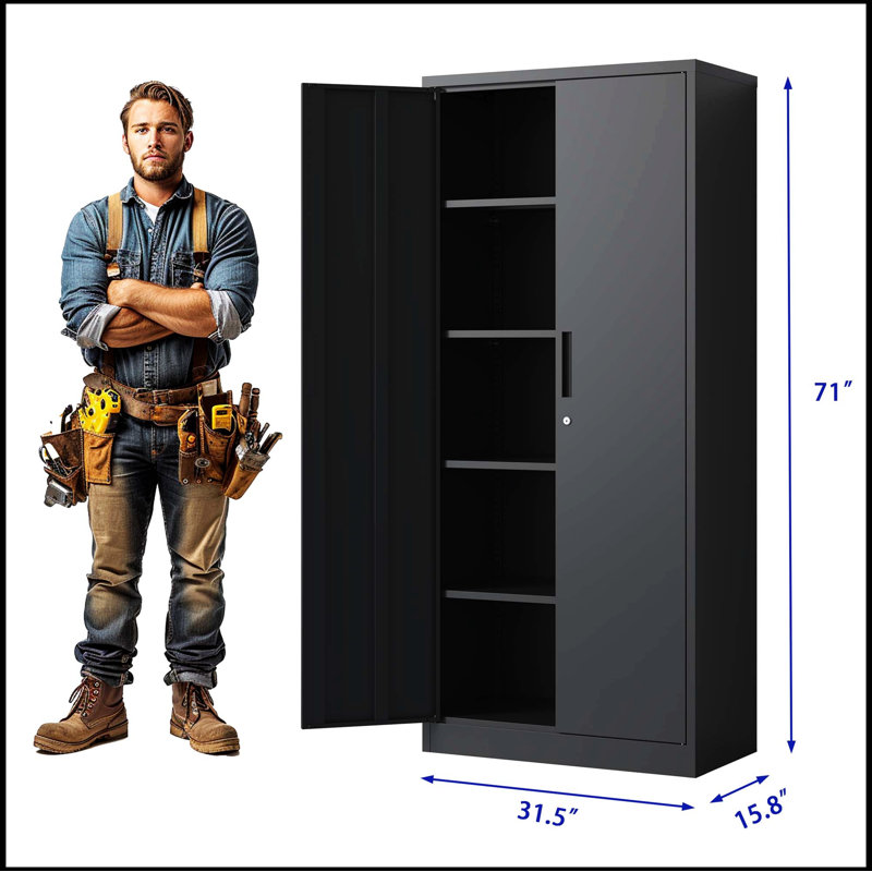 Halimatou Metal Basic Storage System, Black, 70.87" H x 31.5" W x 15.75" D