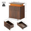 Table de chevet cannelée en bois 22,4 po avec station de charge et lumière DEL, 2 tiroirs