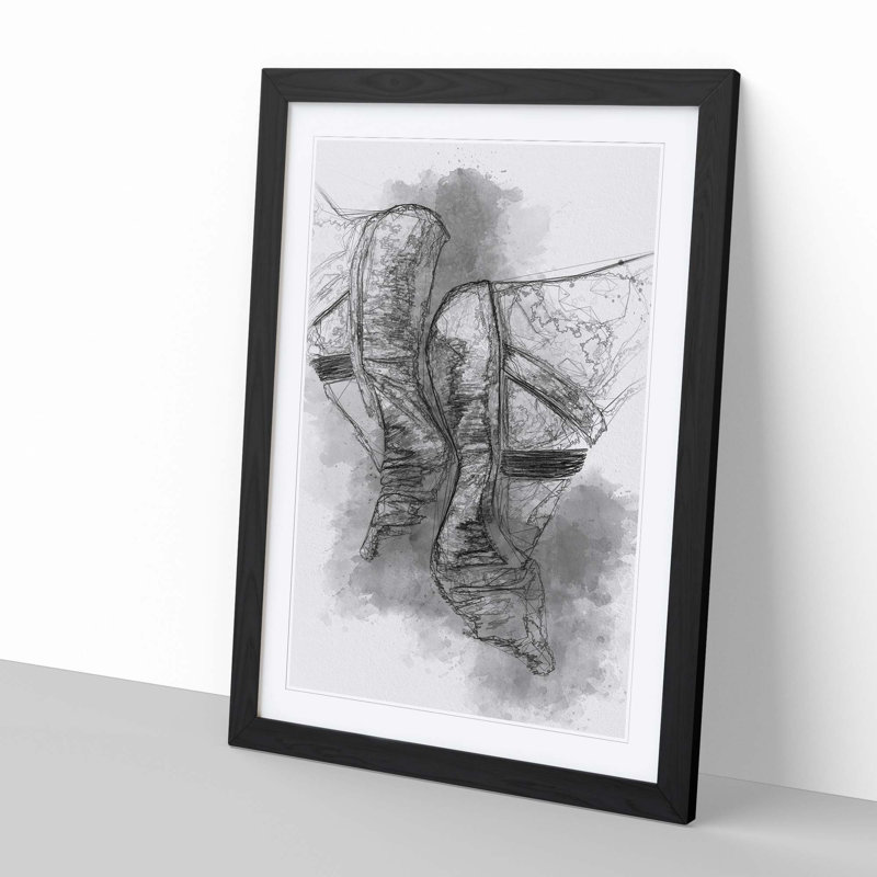 The Feet of a Ballet Dancer in Abstract - Picture Frame Graphic Art Print, 48cm H x 36cm W x 2cm D, Black Framed