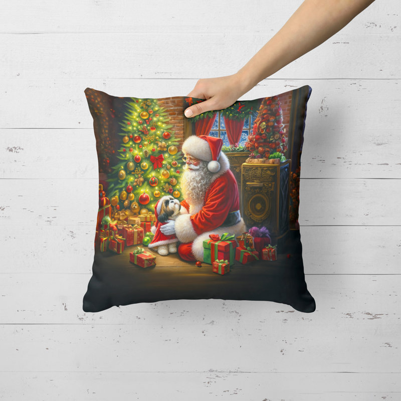 Coussin Shih Tzu and Santa Claus, H 18 po x l 18 po