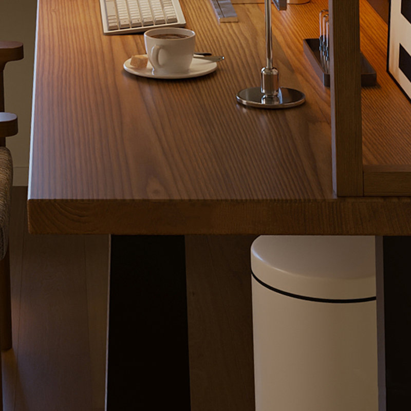 Bureau noyer + bois massif rectangulaire noir + fer, Retour à gauche, H 29,53 po x l 86,61 po x P 55,12 po