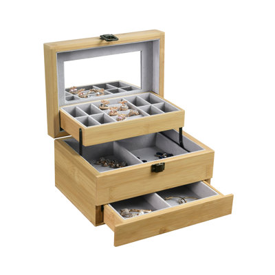 Boîte à bijoux en bambou avec miroir