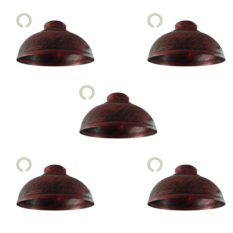 Trabelsi 17cm H Metal Dome Lamp Shade, Rustic Red