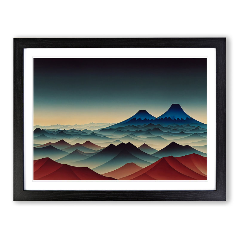 Fearless Japanese Mountains - Single Picture Frame Print, Black, 34cm H x 46cm W x 2cm D