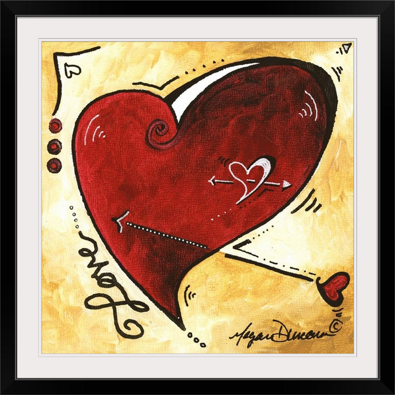 «Pop of Love No.1- Love Beats Strong» par Ethan, reproduction d'art, H 32 po x l 32 po x P 1 po, Cadre noir