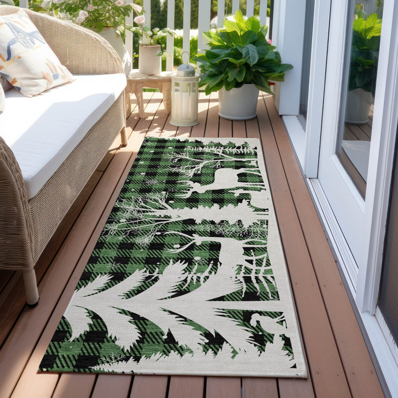 Tapis de Noël renne de Noël intérieur / extérieur lavable à la machine, Tapis de couloir 2 pi 3 po x 7 pi 6 po