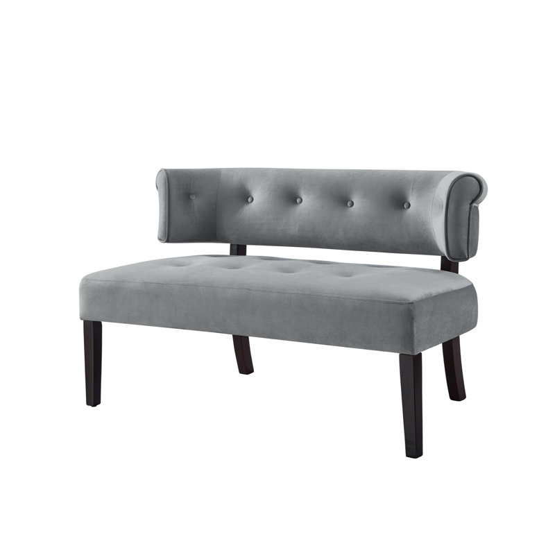 Cassius Setee Upholstered Bench For Entryway Bedroom, Grey Velvet