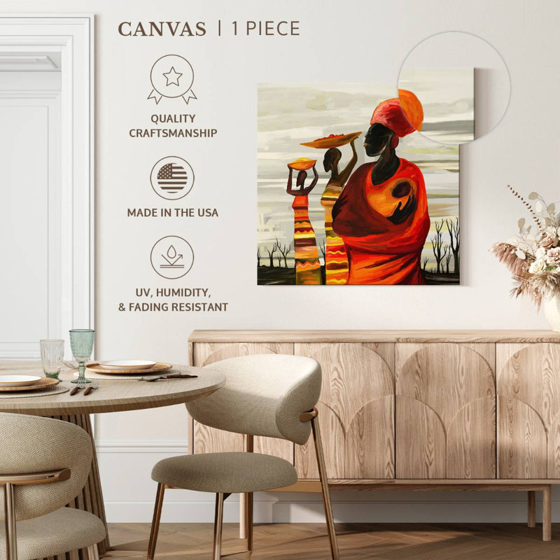 Femmes de Leisha habillées d'orange, H 16 po x l 16 po