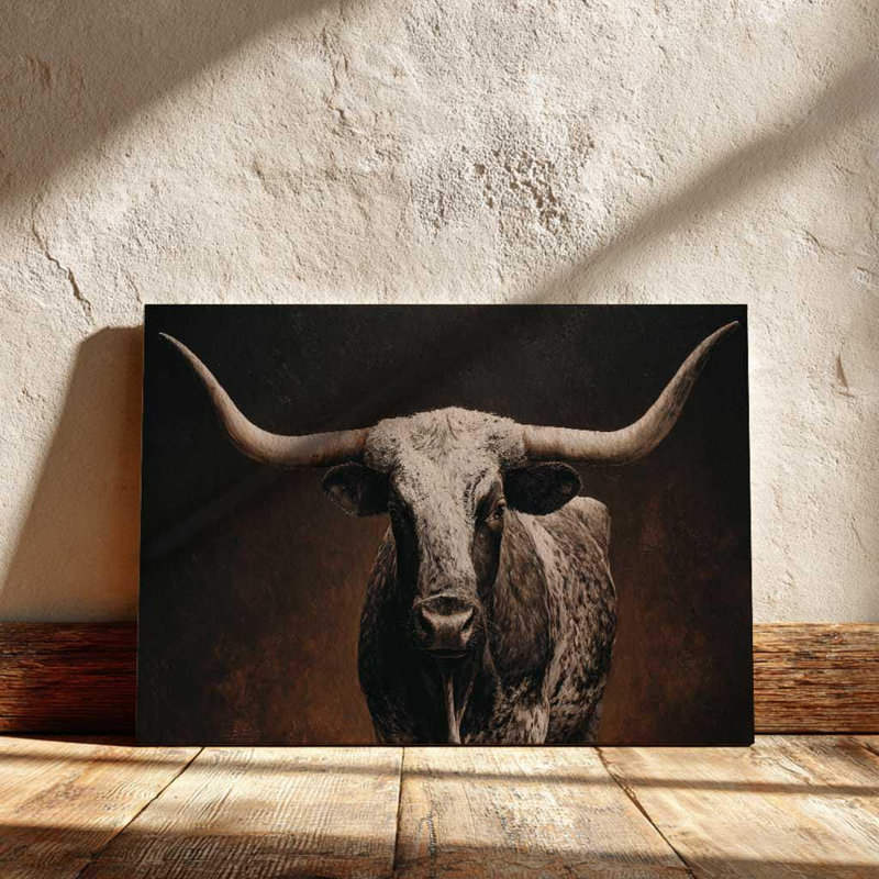 «Rustic Longhorn», reproduction d'art mural Western, H 24 po x l 36 po