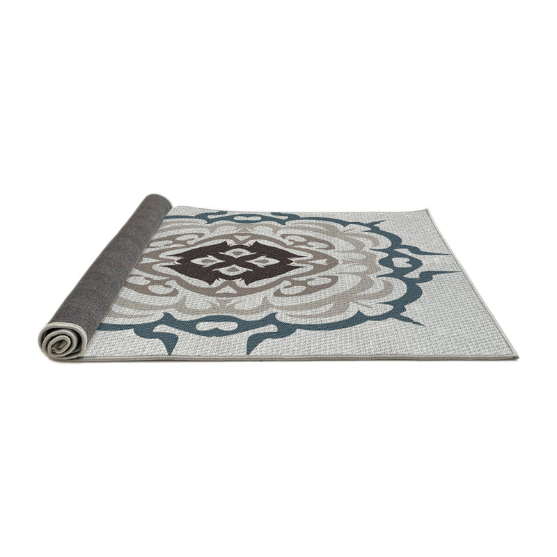 Tapis damassé bleu, Rond 3 pi