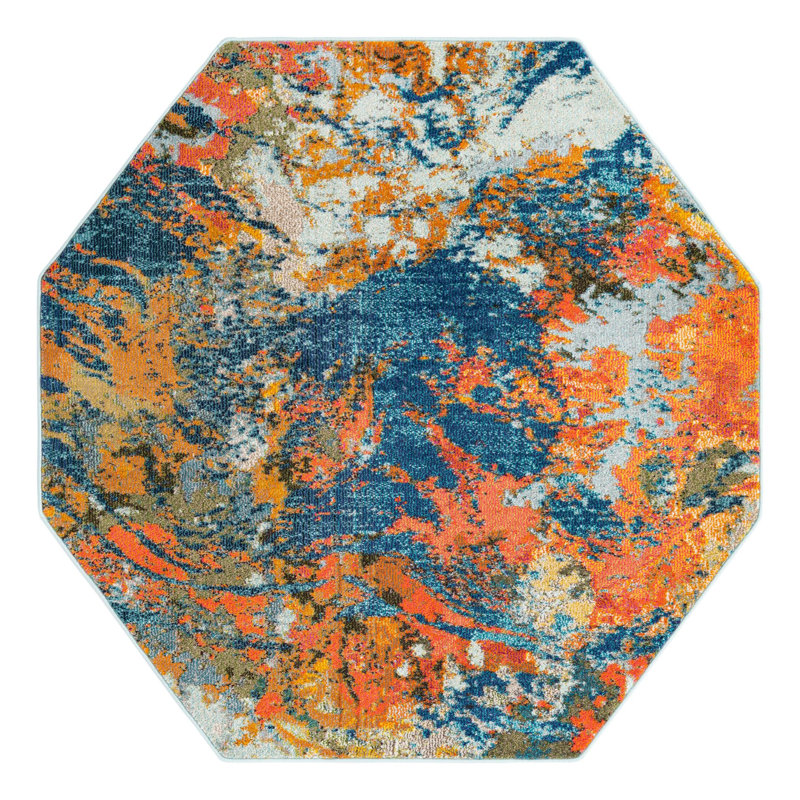 Washable Indoor Rug, Octagon 5'3" x 5'3"