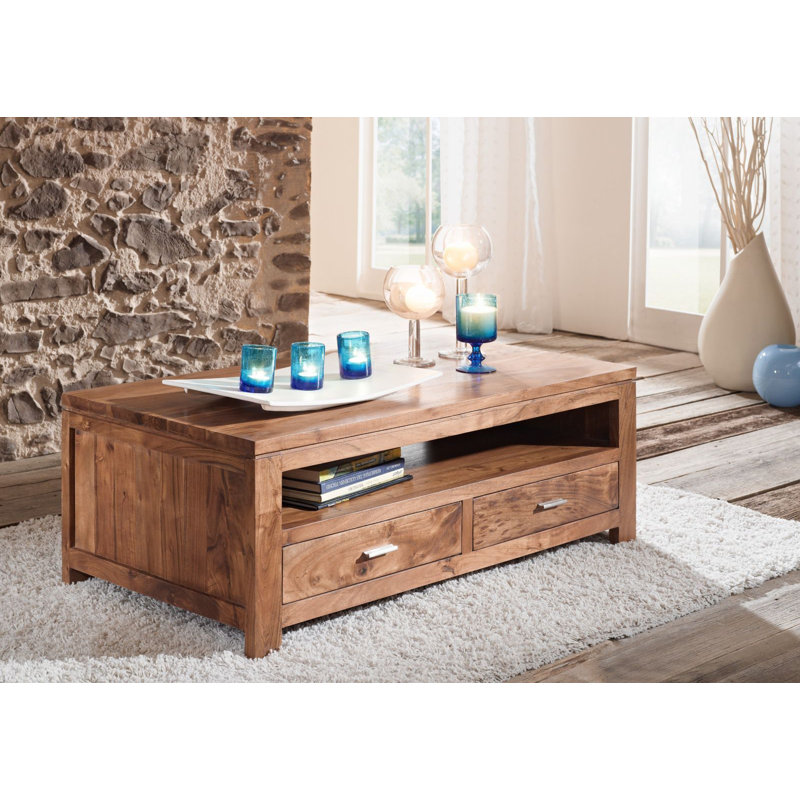 Shaman Solid Wood Trestle Coffee Table with Storage