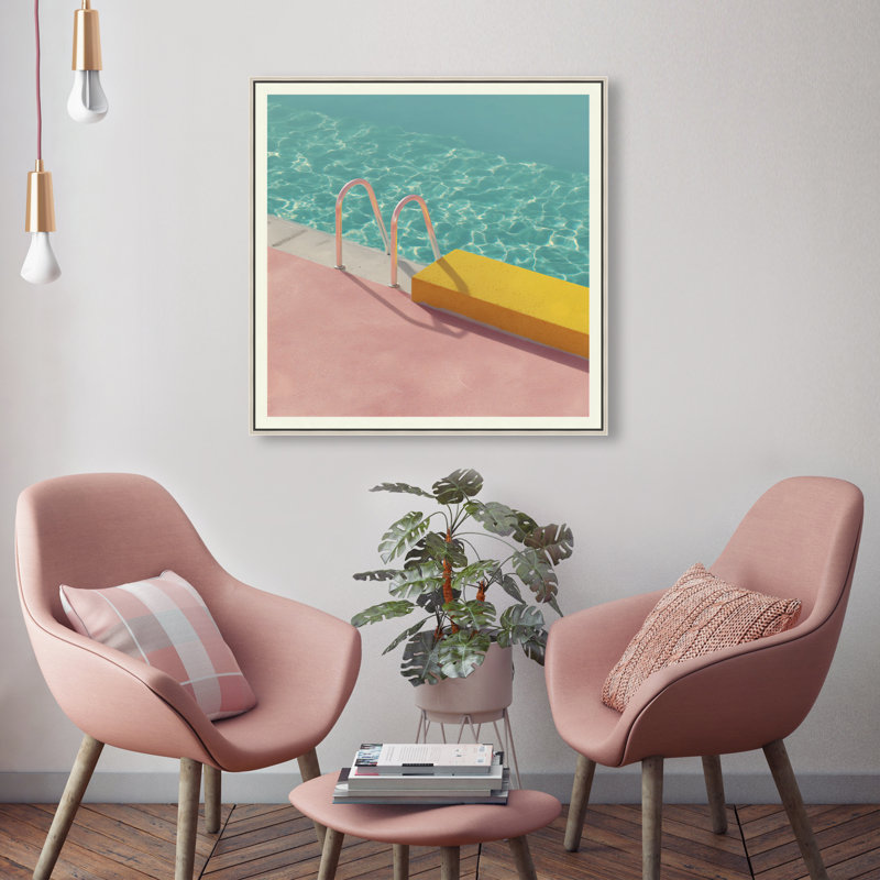 Poolside Symmetry II Print by Oliver Gal, 25"H x 25"W, Silver Floater Frame