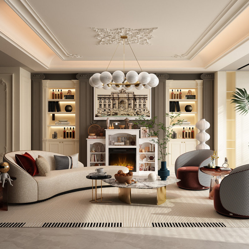 Elegant MDF TV Stand With Electric Fireplace And Remote Control - Multifunctional Media Console With Storage Shelves