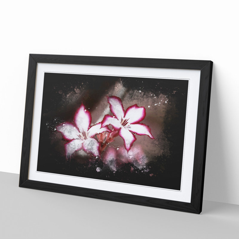 Pink Lily Flowers - Picture Frame Graphic Art, Black Framed, 27cm H x 36cm W x 2cm D
