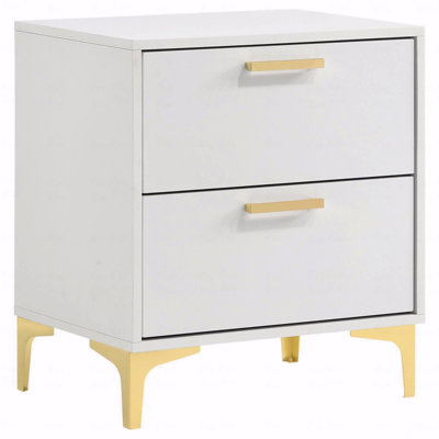 In White 2-Drawer Rectangular Nightstand