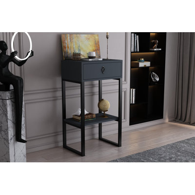 Damiyan Modern Industrial Dresser, Anthracite Colour, 19.7 x 35.4 x 13.9 inches | 100% Melamine Coated Particle Board, Thickness: 0.7 inches | Stylish Storage Solution for Bedroom, Living Room or Office, Durable & Elegant Design