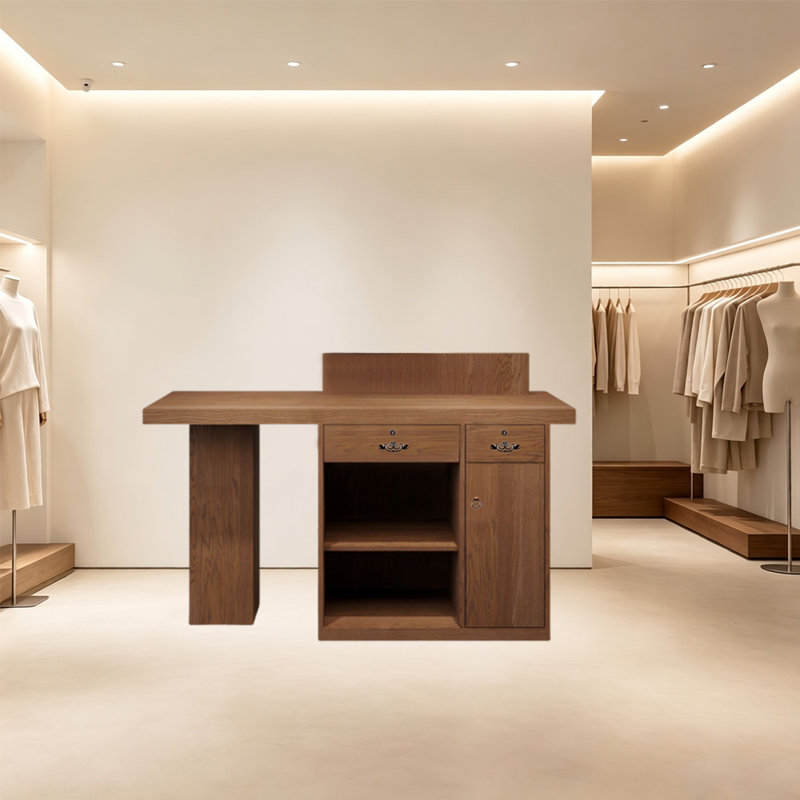Bureau de réception rétro 62,99 po avec tiroir verrouillable, aucun assemblage requis, comptoir avant pour salon, magasin de vêtements, bureau et commerce de détail