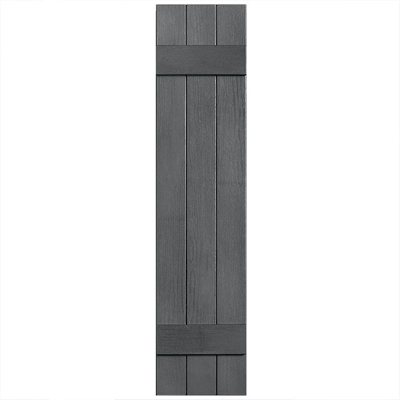 Paire de volets en vinyle fermés deux lattes, trois planches, 43 po, Gris