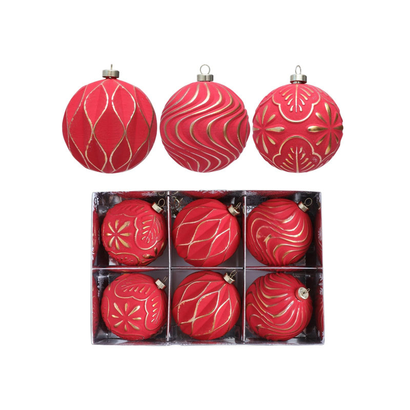 Ensemble de 6 décorations de Noël boules de Noël en flocons de Noël, Rouge