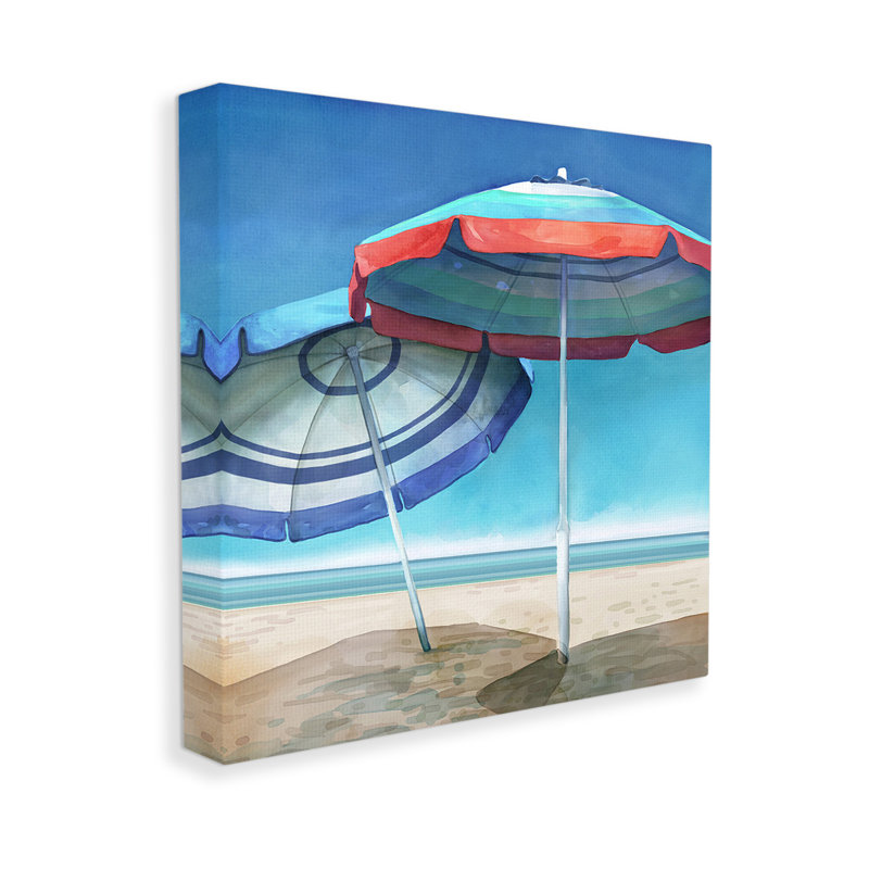 «Beach Umbrella Shadows» par Mauro Devereaux sur toile, H 36 po x l 36 po