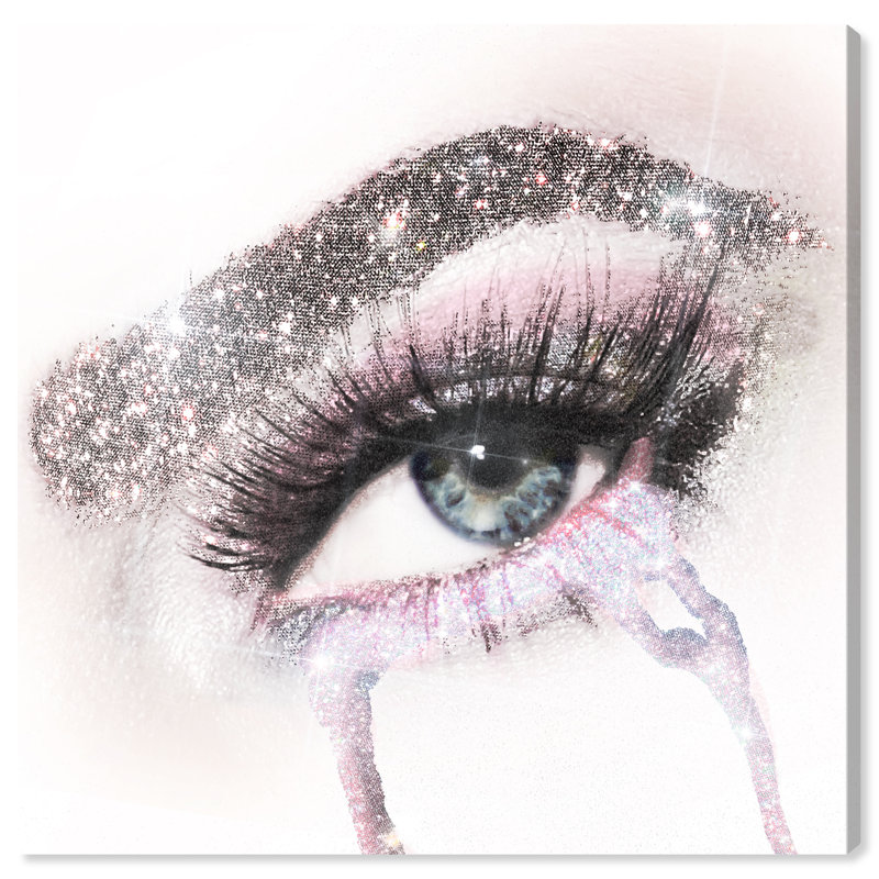 " Fashion And Glam Eyes And Rhinestones Pink, Glam Gray ", Wrapped Canvas, 30" H x 30" W 