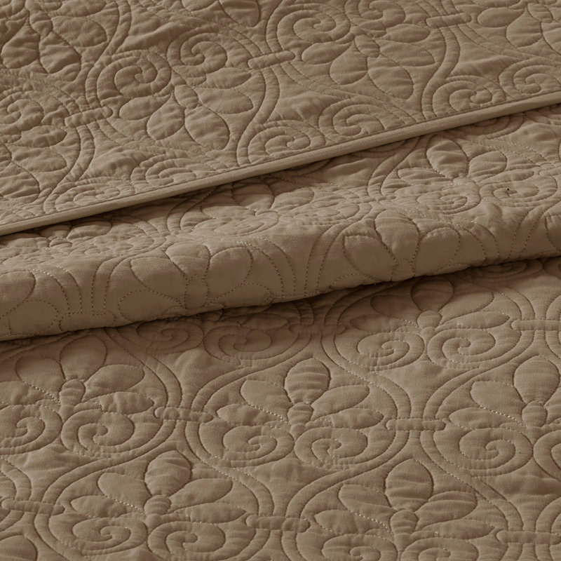 Ensemble de courtepointe réversible, Crème, Couvre-lit de grande taille + 2 taies décoratives