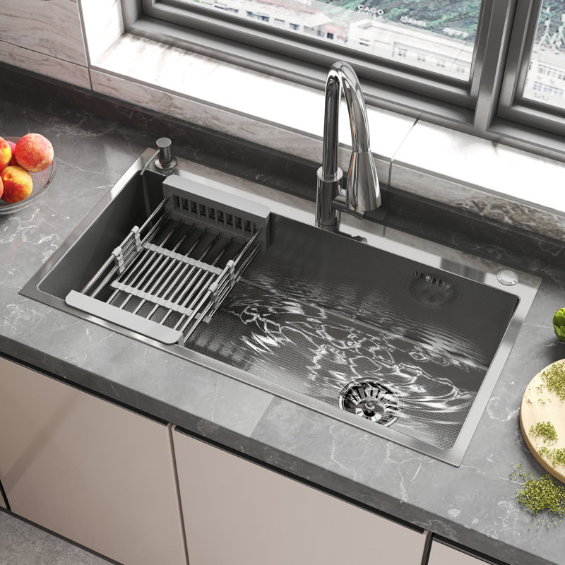 30" Drop In Single Bowl  Kitchen Sink, Silver