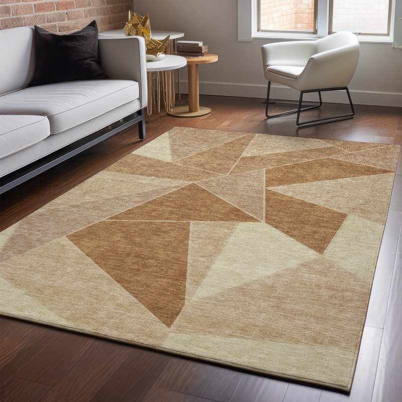 Premium Machine Washable Mayfield AMF636 Geometric Rug, Paprika, 2'6" x 3'10"