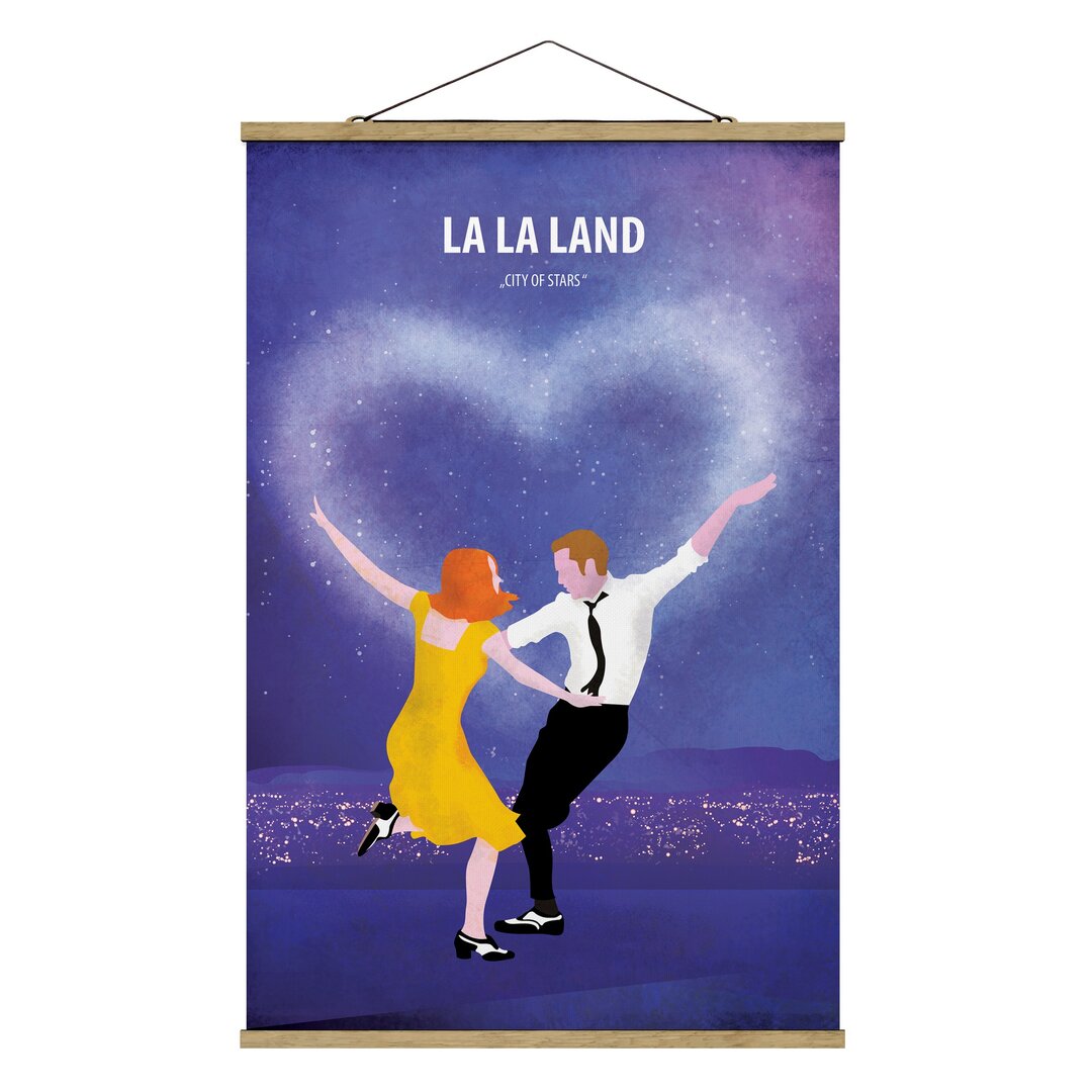 Stoffbild mit Plakatstreifen - Filmplakat La La Land - Portrait 3:2