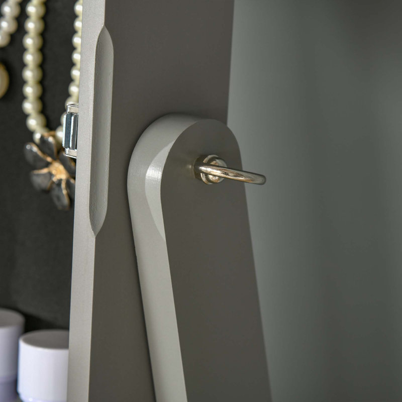 Armoire à bijoux sur pied, organisateur de bijoux verrouillable avec miroir pleine longueur et 3 angles réglables