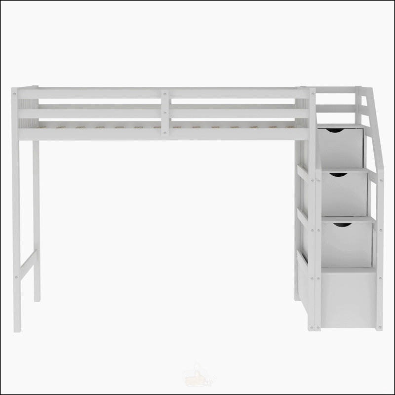 Lit mezzanine avec escalier, Blanc