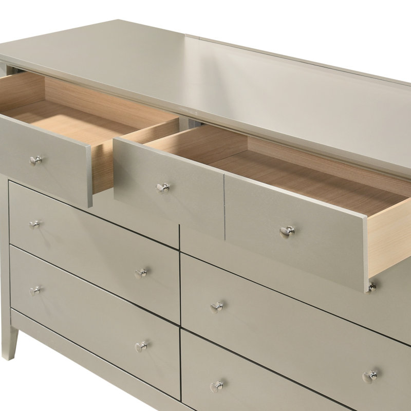 Hammond G5403-D Solid Wood Dresser with Durable Dove-Tailed Drawers and Tarnish-Resistant Nickel Hardware, Champagne