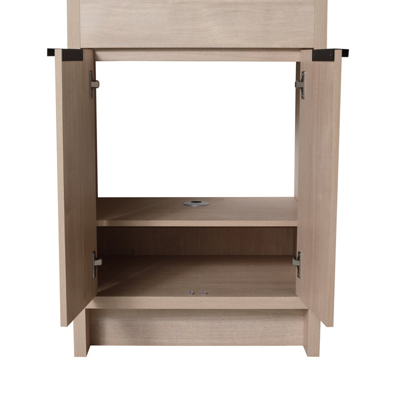 Ensemble de meuble-lavabo simple Addisun, Noir, noir, noir, noir, Chêne clair uni, 24"