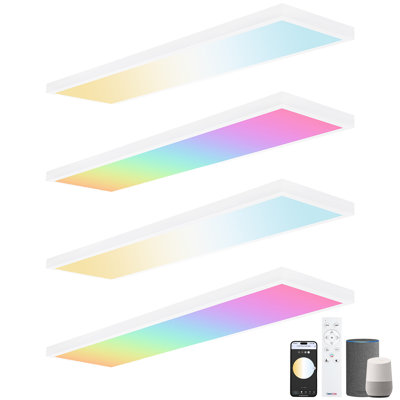 Tessera 1x4 ft Smart LED Flat Panel Light, Color Changing and Tunable White, Surface Mount