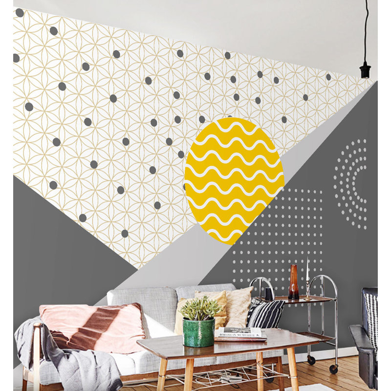 Papier peint amovible Modern Art Wavy Sun, L 48,96 po x l 75 po