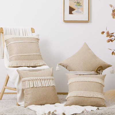 Ensemble de housses de coussin décoratives en toile de jute Topfinel