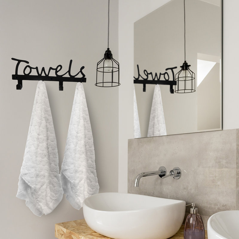 Bathroom 26cm Wall Mounted Towel Bar, Black