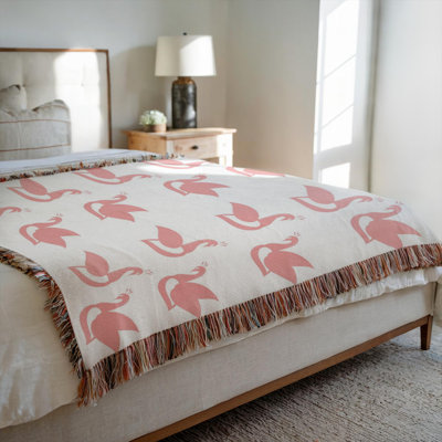 Peach X Pearl Co Woven Throw Blanket, 100% Pure Cotton, 50" X 60"