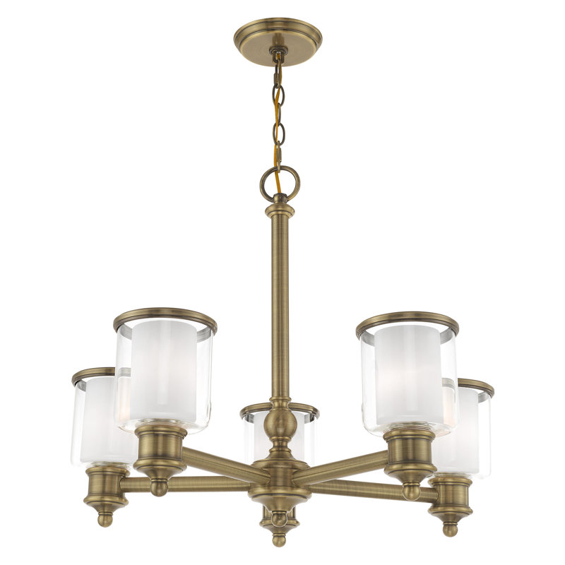 Lustre 5 lumières façon bougie Jampier, Laiton antique