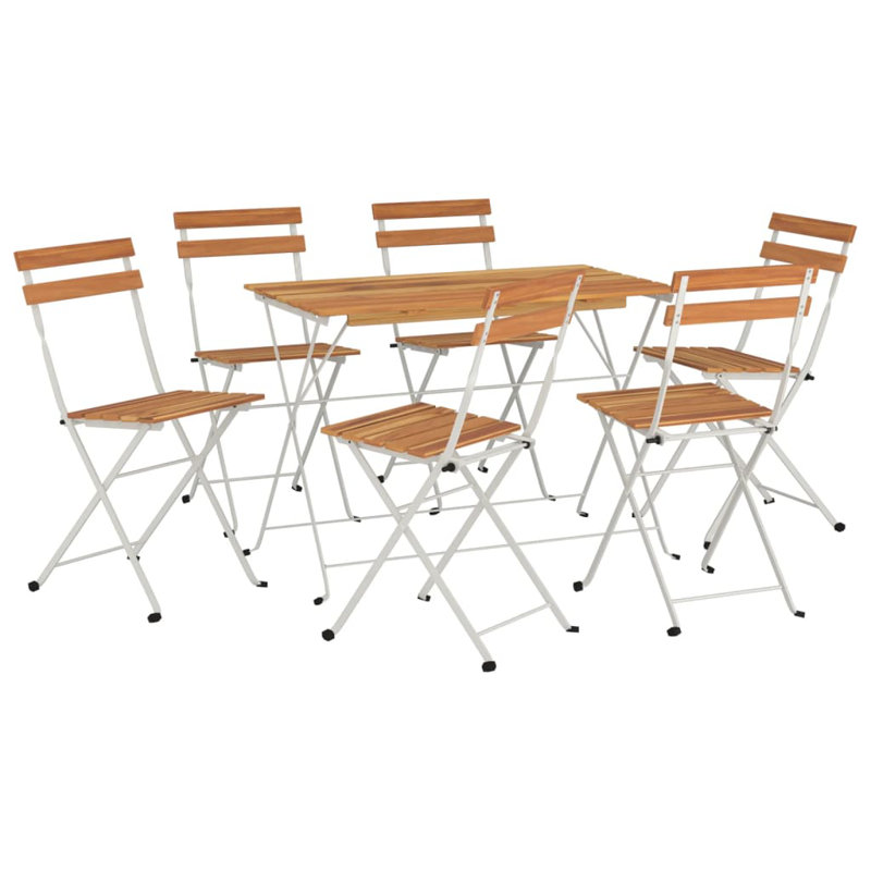 Alliene 6 - Person Acacia Patio Dining Set with Rectangular Table, White