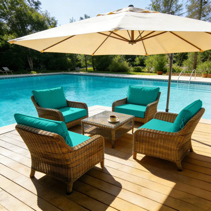 Fade Resistant Outdoor Chair Cushions Set Of 4, 22X24 Deep Seat Patio Cushions, 28D High Resilience Foam Replacement Patio Chair Cushions Set Of 4 With Removable Cover For Sofa, Adirondack Chair, Sectional,Turquoise
