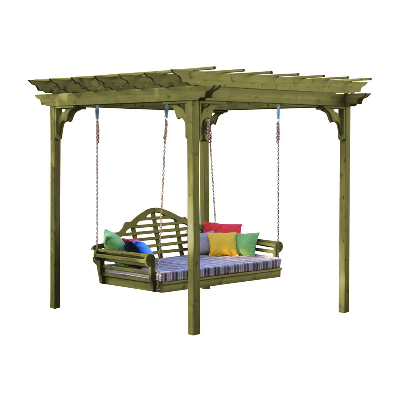 Pergola en bois massif, Teinture feuille de tilleul, L 10 pi x P 8 pi